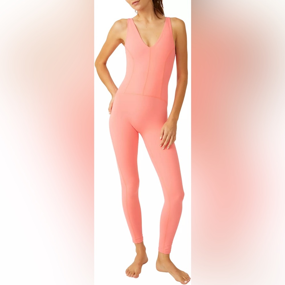 Free People Never BetterCoral Pink Fitted Onesie